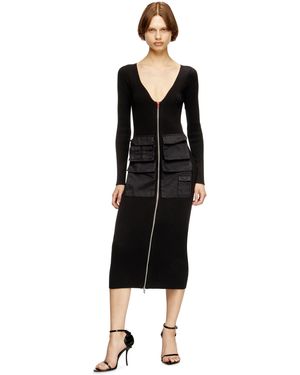 DIESEL Robe midi côtelée avec poches cargo - Noir