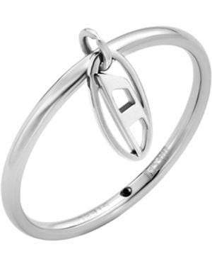 DIESEL Stainless Steel Charm Ring - Metallic