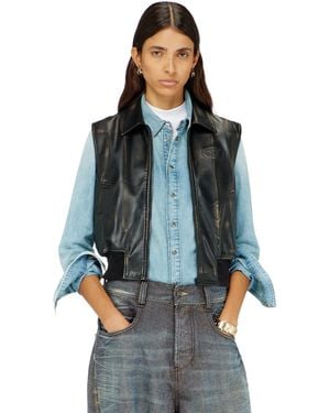 DIESEL Bomber Vest With Distressed Effect - Blue