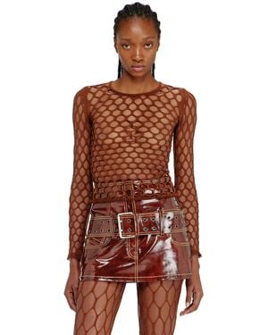 DIESEL Stretchy Mesh-Knit Top - Brown