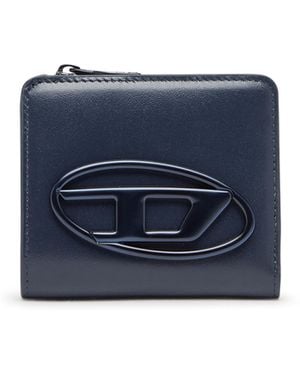 DIESEL Porte-cartes en cuir zippé - Bleu