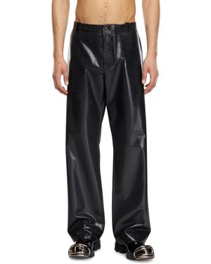 DIESEL Pinstripe Pants With Coated Front - Black