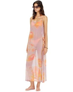 DIESEL Strandkleid Aus Chiffon Mit Blumenmuster - Weiß