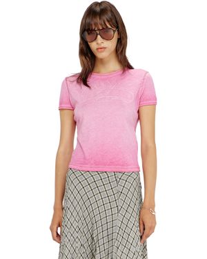DIESEL Slim T-Shirt With Tonal Logo Print - Red