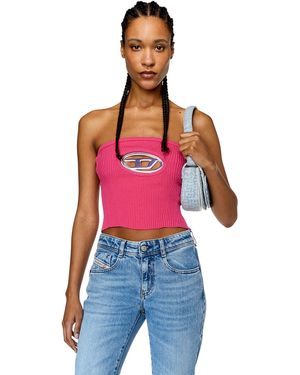 DIESEL M-Clarksville-B Logo-Plaque Bandeau Top - Pink