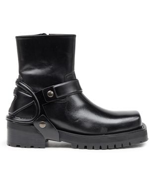 DIESEL Polished Leather Western Boots - Black