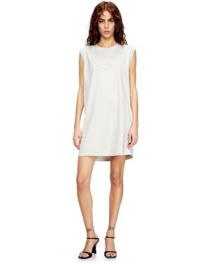 DIESEL Short Cotton Dress With Embossed Chain - White