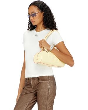 DIESEL Schmal Geschnittenes T-Shirt Mit Metallischem Oval D - Natur