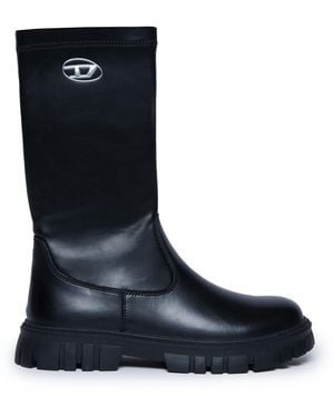 DIESEL Knee-High Leather Boots - Black