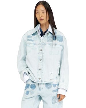 DIESEL Denim Overshirt With Patch Effects - Blue