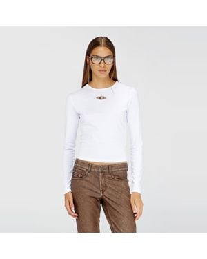 DIESEL Long-Sleeve Top With Oval D Cut-Out - White
