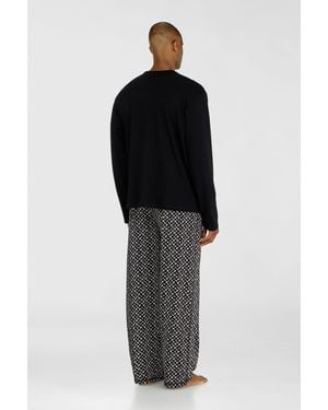 DIESEL Pyjama-Set Aus Baumwolle Mit Bedruckter Hose - Schwarz