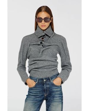 DIESEL Button-Neck Sweater - Gray