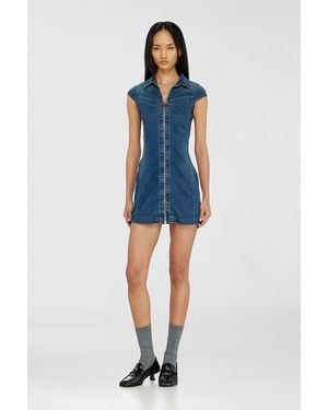DIESEL Denim Shirt Dress With Full Zip - Blue