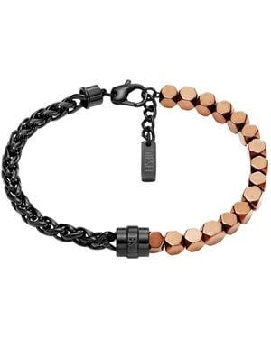 DIESEL Stainless Steel And Hematite Beaded Bracelet - Blue
