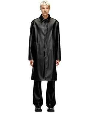 DIESEL Distressed Car Coat With Flannel Lining - Black