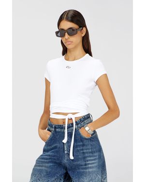 DIESEL Ribbed T-Shirt With Wrap-Around Laces - White