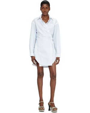 DIESEL Poplin Wrap-Around Mini Dress With Pinstripes - White
