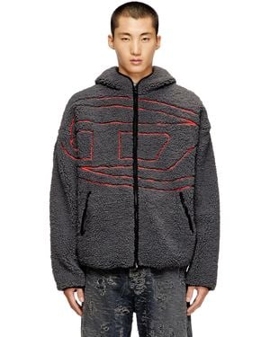 DIESEL Felpa Teddy Con Cappuccio - Grigio