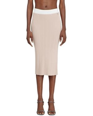 DIESEL Ribbed Knit Skirt With Contrast Waistband - Natural