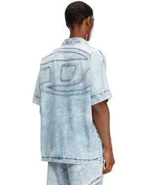 DIESEL Denim Bowling Shirt With Oval D - Blue