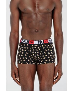 DIESEL Three-Pack Of Stretch Cotton Trunks With Floral Print - Blue