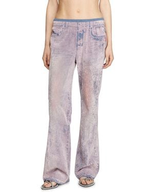 DIESEL Wide Leg Sweat Trousers With Bleach Treatment - Purple