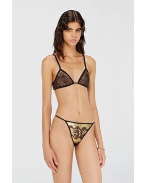 DIESEL Stretch-Tulle Bra With Metallic Effect - Natural