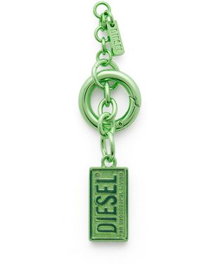 DIESEL Metal Keyring With Biscotto Logo Charm - Green