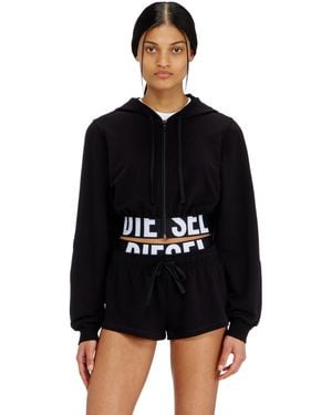 DIESEL Cropped Hoodie With Logo Band - Black