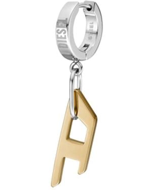 DIESEL Two-Tone Stainless Steel Single Hoop Earring - Metallic