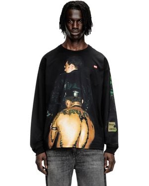 DIESEL Long-sleeve T-shirt With Graphic Print - Black