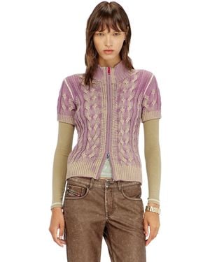 DIESEL Short-Sleeve Zip Cardigan - Red