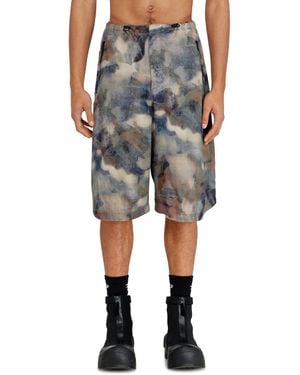 DIESEL Fluid Bermuda Shorts With All-Over Camo Print - Grey