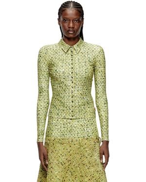 DIESEL Stretch Fabric Shirt With Bouclé Print - Green