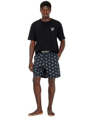 DIESEL Pijama De Algodón Con Estampado De Esposas - Negro