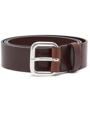 DIESEL Cintura in pelle con dettaglio logo in metallo - Marrone