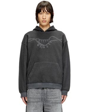 DIESEL Kapuzenpulli Mit Anhänger-Halskette-Print - Schwarz