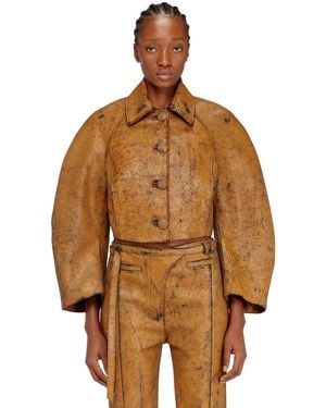 DIESEL Cropped Cocoon Jacket - Brown