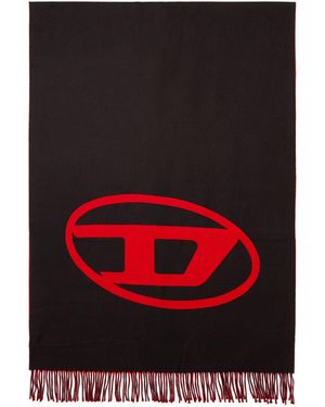 DIESEL Reversible Two Tone Wool Scarf - Red