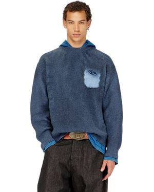 DIESEL Pullover Aus Wollmischung Mit Zier-Brusttasche - Blau