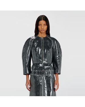 DIESEL Patent-Leather Jacket With Cocoon Sleeves - Black