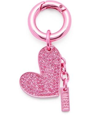 DIESEL Metal Heart Charm With Rhinestones - Pink