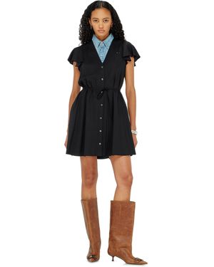 DIESEL Cupro Dress With V-Neck And Front Buttons - Black