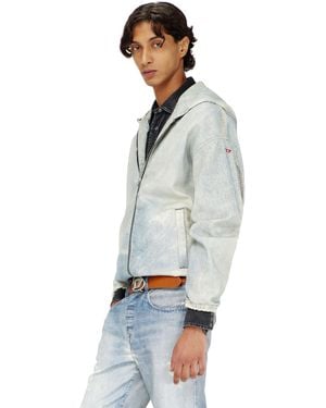 DIESEL Hooded Joggjeans Jacket With Trompe L'Oeil - Gray