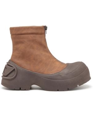 DIESEL D-Donald-Rubber-Trimmed Ankle Boots - Brown