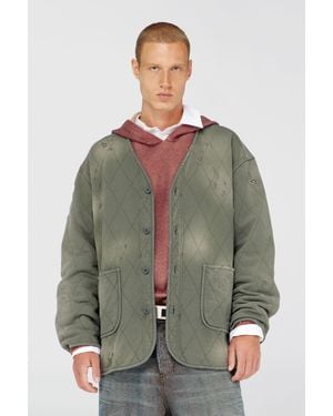 DIESEL Distressed Quilted Liner Jacket - Gray