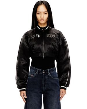DIESEL Cropped Satin Souvenir Jacket - Black