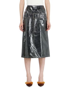 DIESEL Patent-Leather Midi Skirt With Belt - Black