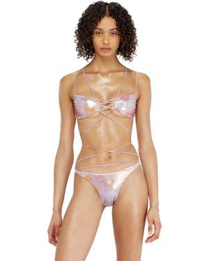 DIESEL Metallisches Strappy-Bikini-Top Mit Blumenprint - Mehrfarbig